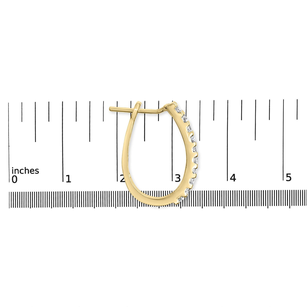 10K Gold Round and Baguette-Cut Diamond Hoop Earrings (I-J Color, I2-I3 Clarity)