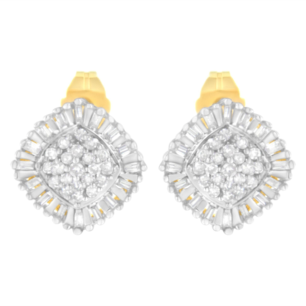 10K Yellow Gold 1/2 cttw Diamond Cluster Cocktail Stud Earrings (I-J, I1-I2)