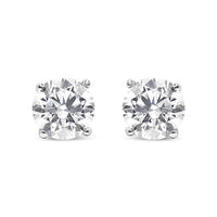 .925 Sterling Silver 1/2 Cttw Round Brilliant-Cut Diamond Classic 4-Prong Stud Earrings (I-J Color, I2-I3 Clarity)