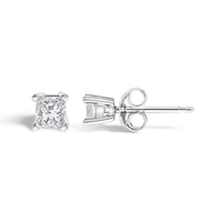 14K White Gold Princess Cut Lab-Grown Diamond Solitaire Stud Earrings (F-G Color, VS2-SI1 Clarity)
