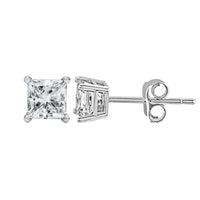 14K White Gold Princess Cut Lab-Grown Diamond Solitaire Stud Earrings (F-G Color, VS2-SI1 Clarity)