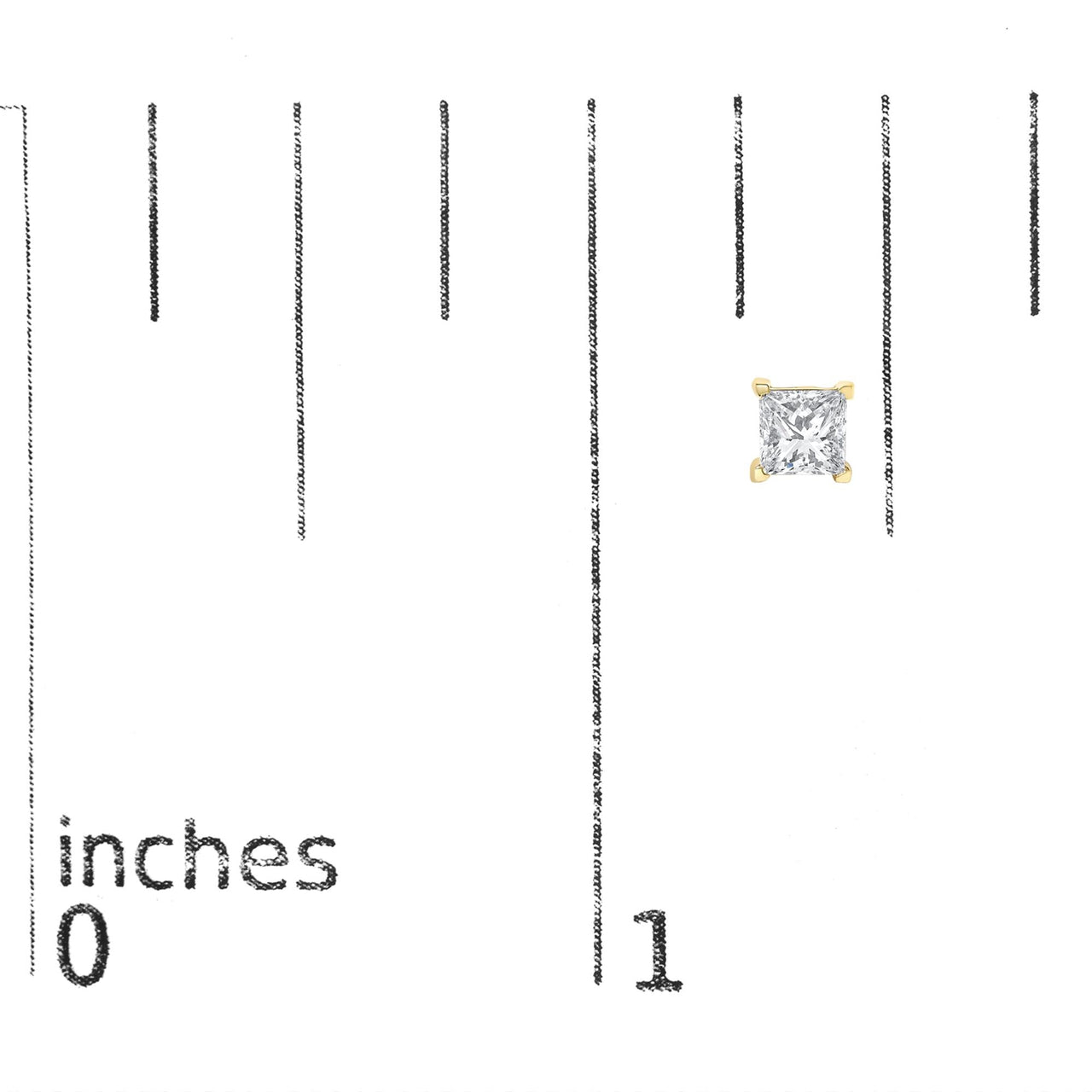 IGI Certified 14k Yellow Gold 4-Prong Set Princess-Cut Solitaire Diamond Push Back Stud Earrings (L-M Color, I1-I2 Clarity)