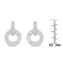 14k White Gold Round and Baguette Cut Diamond Earrings (1 cttw, G-H Color, SI1-SI2 Clarity)