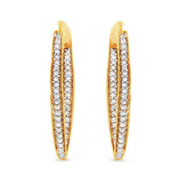 10K Yellow Gold 1/2 Cttw Round-Cut Diamond Modern Hoop Earrings (I-J Color, I2-I3 Clarity)
