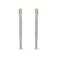 10K Yellow Gold 1/2 Cttw Prong Set Round-Cut Diamond Modern Hoop Earrings (I-J Color, SI1-SI2 Clarity)