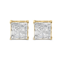 10KT Yellow Gold Diamond Stud Earrings (1 cttw, I-J Color, SI2-I1 Clarity)