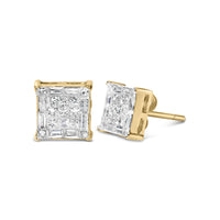 10KT Yellow Gold Diamond Stud Earrings (1 cttw, I-J Color, SI2-I1 Clarity)