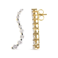 14K Yellow Gold 1.00 Cttw Round-Cut Diamond Graduated Journey Stud Earrings (I-J Color, I2-I3 Clarity)