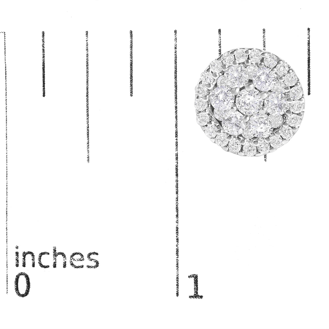 AGS Certified 14K White Gold 1.0 Cttw Brilliant-Cut Diamond Halo-Style Cluster Round Button Stud Earrings (G-H Color, I1-I2 Clarity)