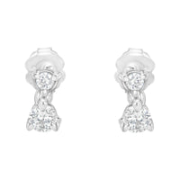 14K White Gold 1/3 cttw Double Diamond Stud Earrings (H-I Clarity, I1-I2 Color)
