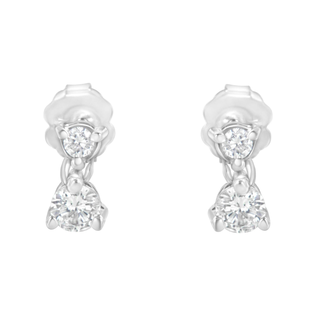 14K White Gold 1 cttw Double Diamond Stud Earrings (I-J Clarity, I2-I3 Color)