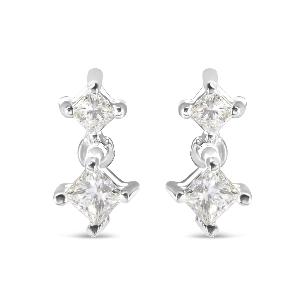 14K White Gold 1/2 cttw Princess Cut Diamond Earrings (H-I Color, SI1-SI2 Clarity)