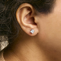 14K White Gold Princess Cut Lab-Grown Diamond Solitaire Stud Earrings (F-G Color, VS2-SI1 Clarity)