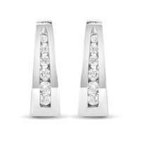 14K Gold 1/4 Cttw Channel-Set Brilliant Round-Cut Diamond Hoop Earrings (H-I Color, I1-I2 Clarity)