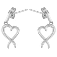 Sterling Silver Dangle-Heart Earrings