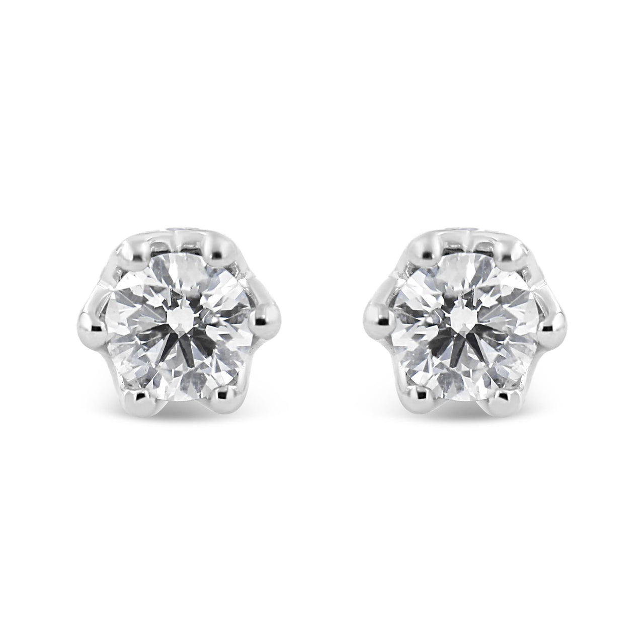14K Gold 1/2 Cttw Round Diamond Crown Stud Earring (I-J Color, I1-I2 Clarity)