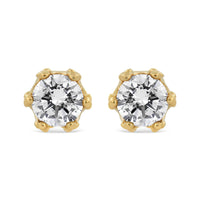 14K Gold 1/2 Cttw Round Diamond Crown Stud Earring (I-J Color, I1-I2 Clarity)