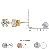 14K Gold 1/2 Cttw Round Diamond Crown Stud Earring (I-J Color, I1-I2 Clarity)