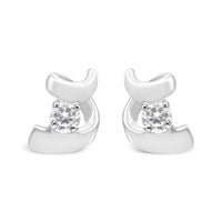 .925 Sterling Silver Round Cut Diamond Fashion Earrings (0.10 cttw, I-J Color, I2-I3 Clarity)