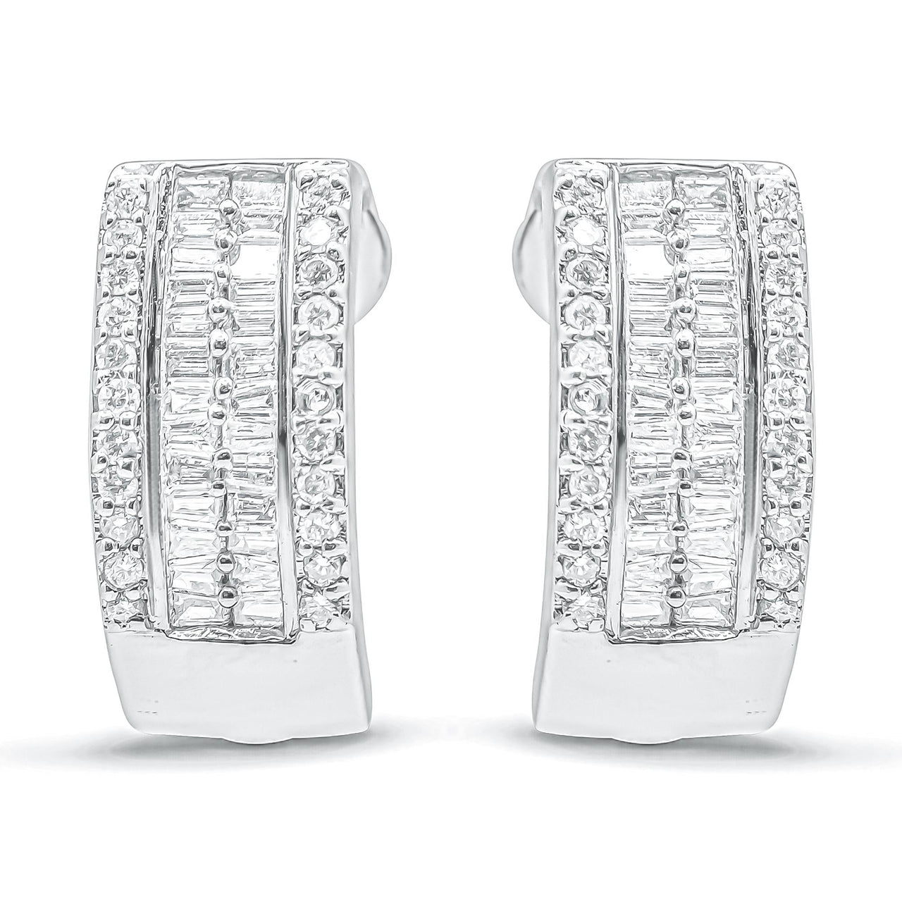 14K White Gold 1 cttw Diamond Huggy Earrings (H-I, SI2-I1)