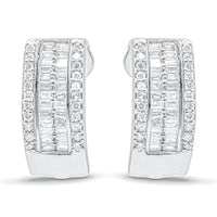 14K White Gold 1 cttw Diamond Huggy Earrings (H-I, SI2-I1)