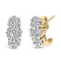 14K Yellow Gold 2 1/20 cttw Round Cut Diamond Cluster Earrings (I-J, I1-I2)
