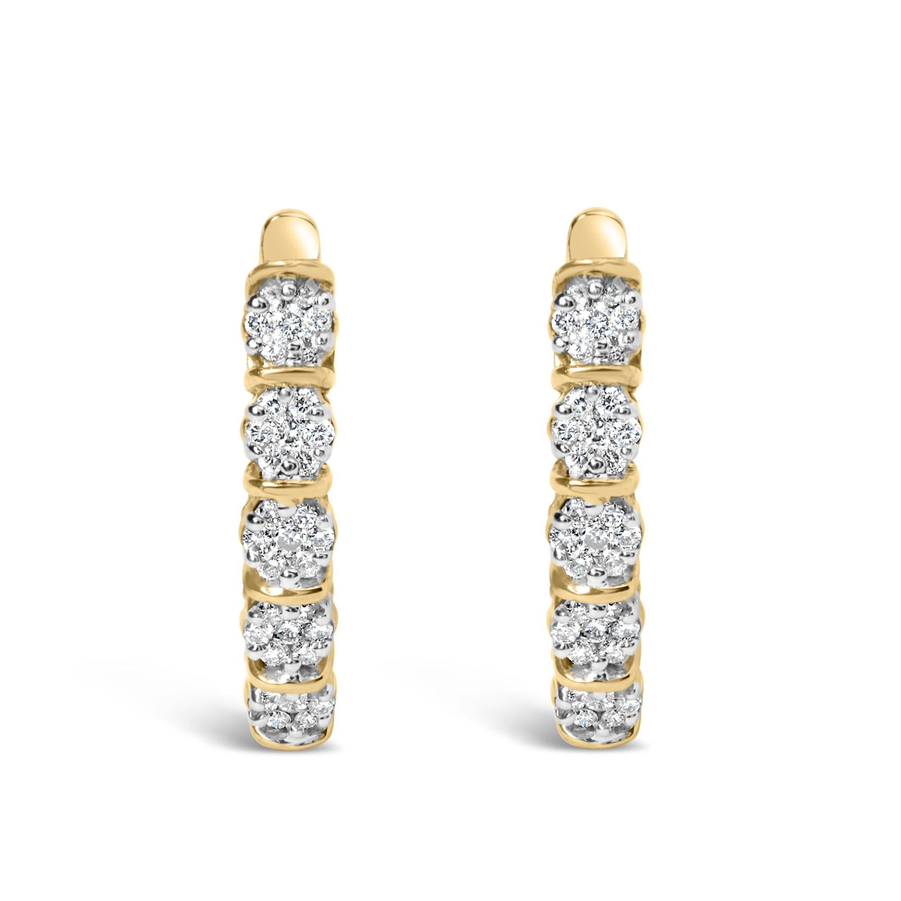 14k Yellow Gold 1/2 Cttw Diamond Cluster Hoop Earrings (H-I Color, SI2-I1 Clarity)
