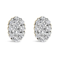 18K Yellow Gold 1 cttw Flower Diamond Stud Earrings (H-I, I1-I2)