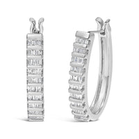 14K White Gold 5/8 cttw Baguette Cut Diamond Earrings (H-I, SI1-SI2)