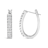 14K White Gold 5/8 cttw Baguette Cut Diamond Earrings (H-I, SI1-SI2)