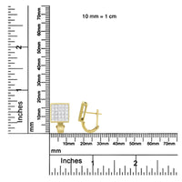 14K Yellow Gold 3-1/5 Cttw Princess Cut Diamond ¾ Square Invisible Set Grid Huggy Style Omega Back Stud Earrings (G-H Color, VS1-VS2 Clarity)