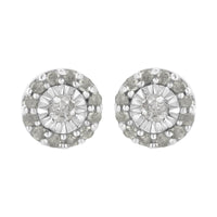 .925 Sterling Silver 1/2 cttw Miracle-Set Round Diamond Halo Stud Earrings (I-J Clarity, I3 Color)