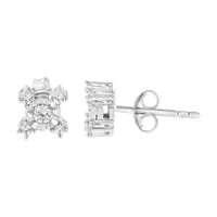 .925 Sterling Silver 1/4 Cttw Miracle Plate Set Round and Princess-Cut Diamond 