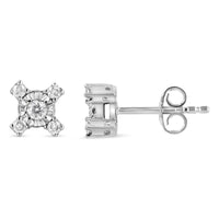 .925 Sterling Silver 1/4 Cttw Miracle Plate Set Round and Princess-Cut Diamond 