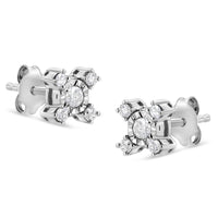 .925 Sterling Silver 1/4 Cttw Miracle Plate Set Round and Princess-Cut Diamond 