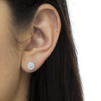 Sterling Silver Diamond Cluster Stud Earrings (0.15 cttw, I-J Color, I3 Clarity)