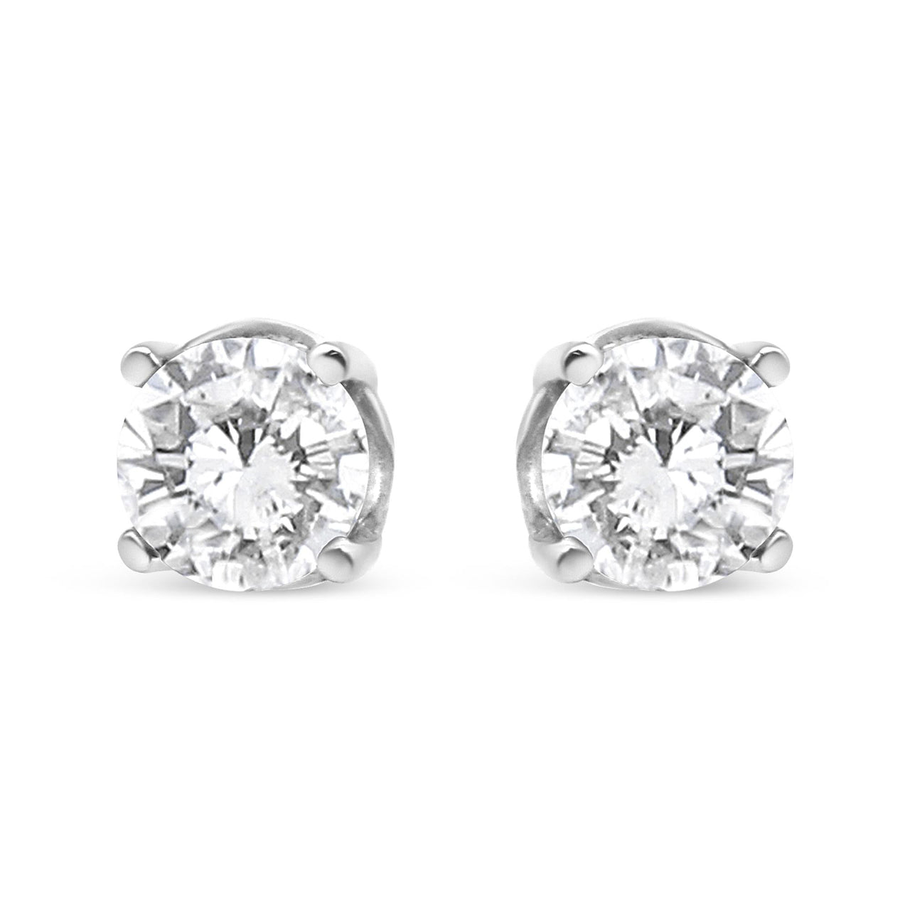 14K White Gold 3/4 Cttw Lab Grown Diamond 4-Prong Classic Stud Earrings (F-G Color, VS2-SI1 Clarity)