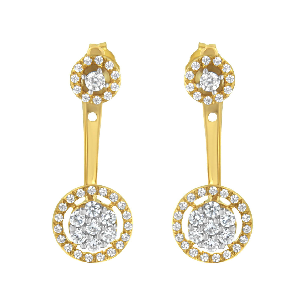 14K Yellow Gold Plated .925 Sterling Silver 5/8 Cttw Diamond Removable Stud and Dangle Earrings (I-J Color, I2-I3)