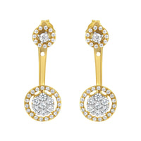 14K Yellow Gold Plated .925 Sterling Silver 5/8 Cttw Diamond Removable Stud and Dangle Earrings (I-J Color, I2-I3)