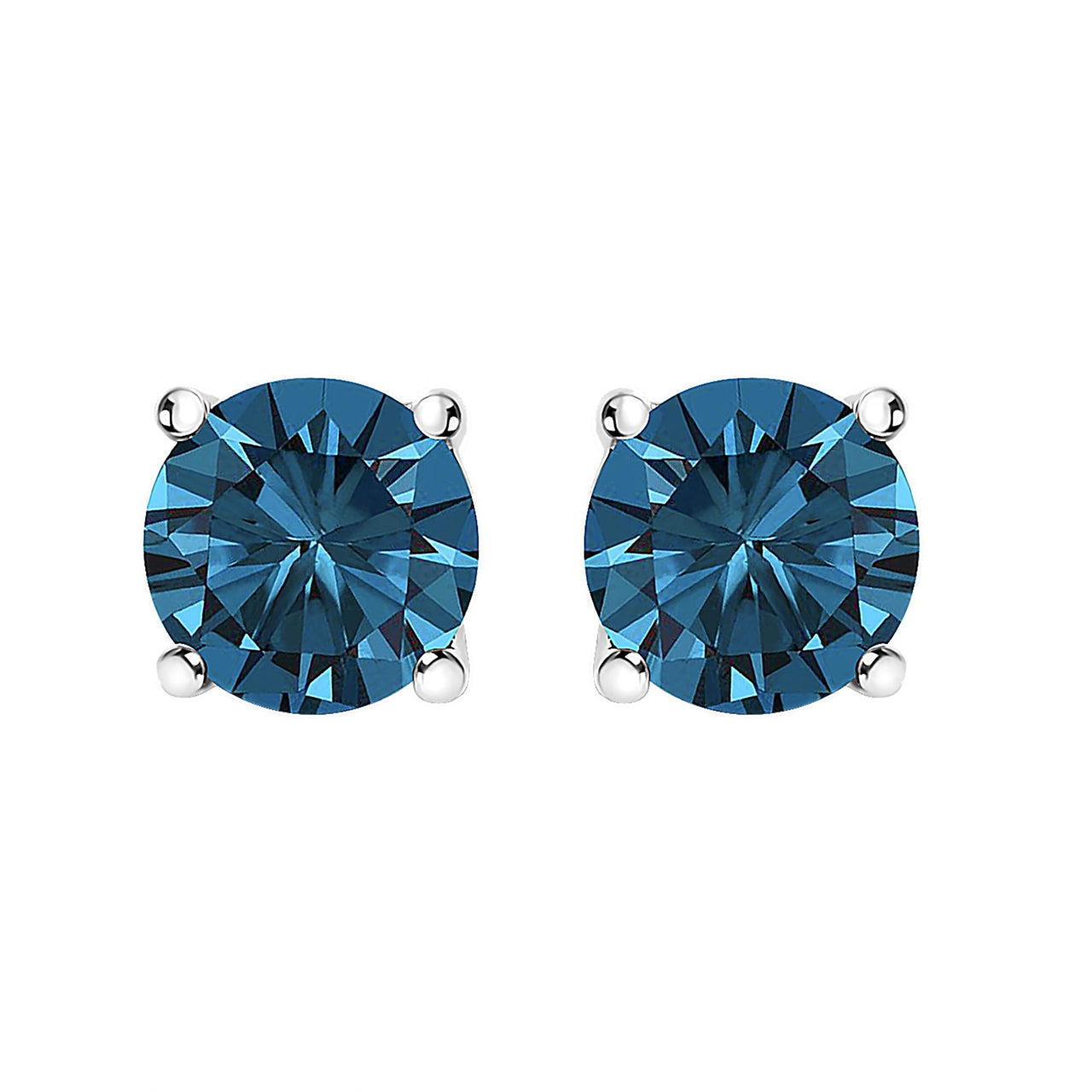 14K Gold Blue Lab Grown Diamond Stud Earrings with Screw Backs