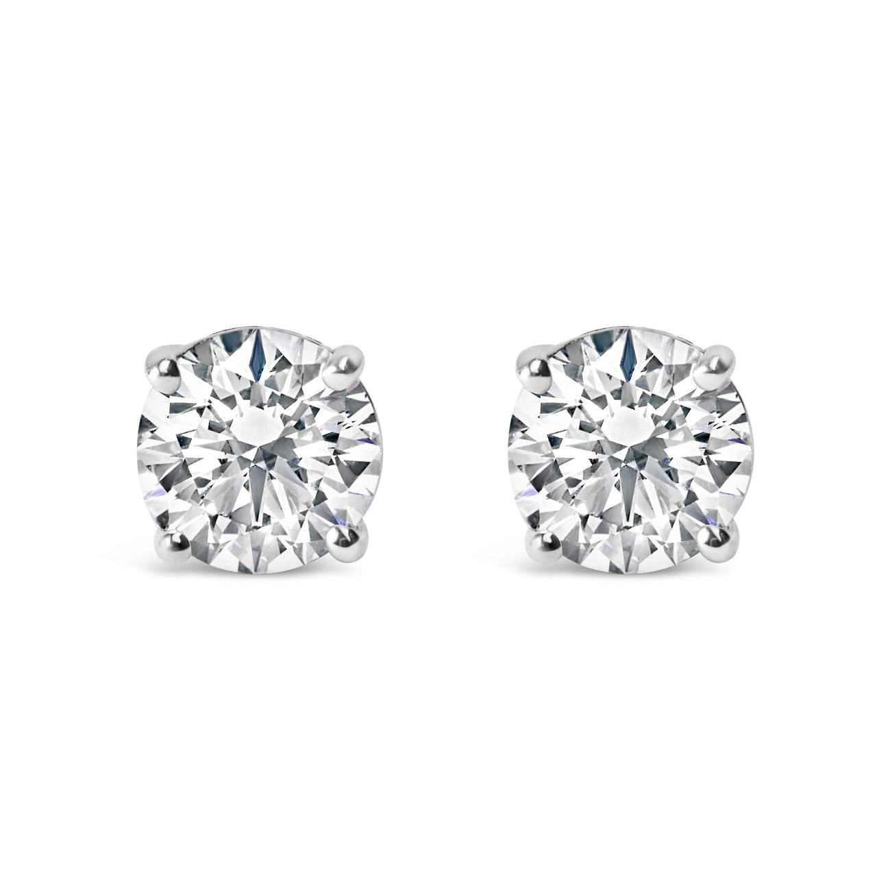 14K Gold Round Lab Grown Diamond Solitaire Stud Earrings with Screw Backs