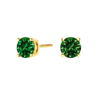 14K Gold Lab Grown Green Diamond Classic Solitaire Stud Earrings