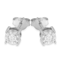 .925 Sterling Silver 1/5 Cttw Round Near Colorless Diamond Miracle-Set Stud Earrings