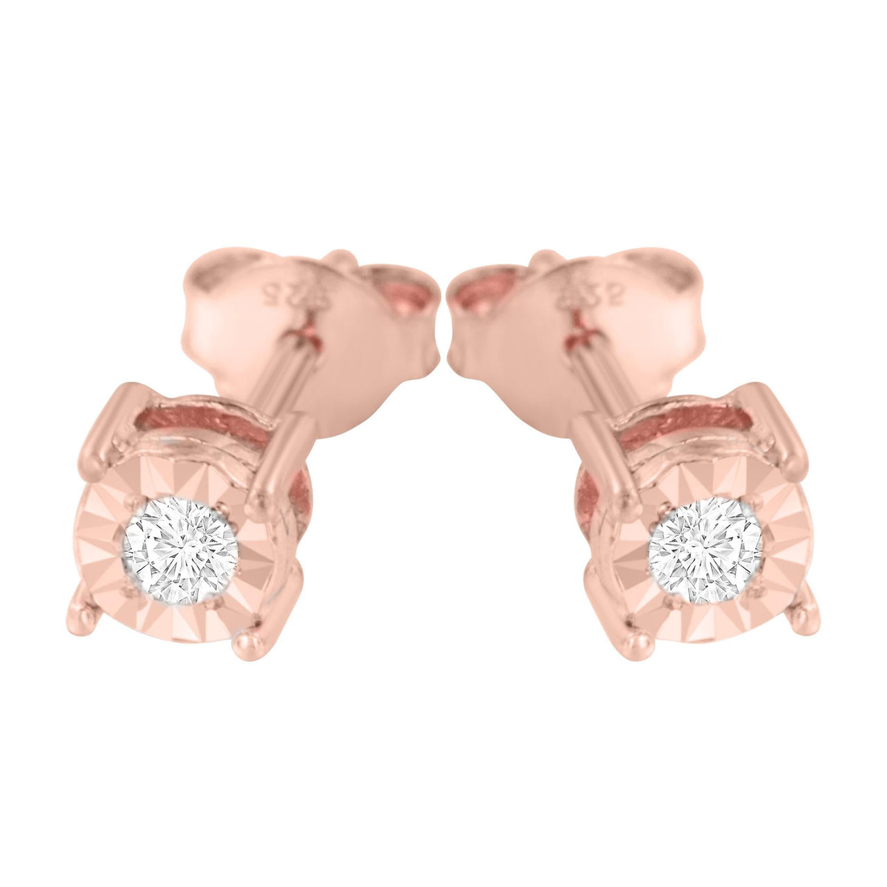 .925 Sterling Silver 1/10 Cttw Round Brilliant-Cut Diamond Miracle-Set Stud Earrings