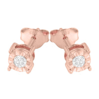 .925 Sterling Silver 1/10 Cttw Round Brilliant-Cut Diamond Miracle-Set Stud Earrings