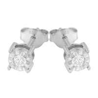 .925 Sterling Silver 1/10 Cttw Round Brilliant-Cut Diamond Miracle-Set Stud Earrings