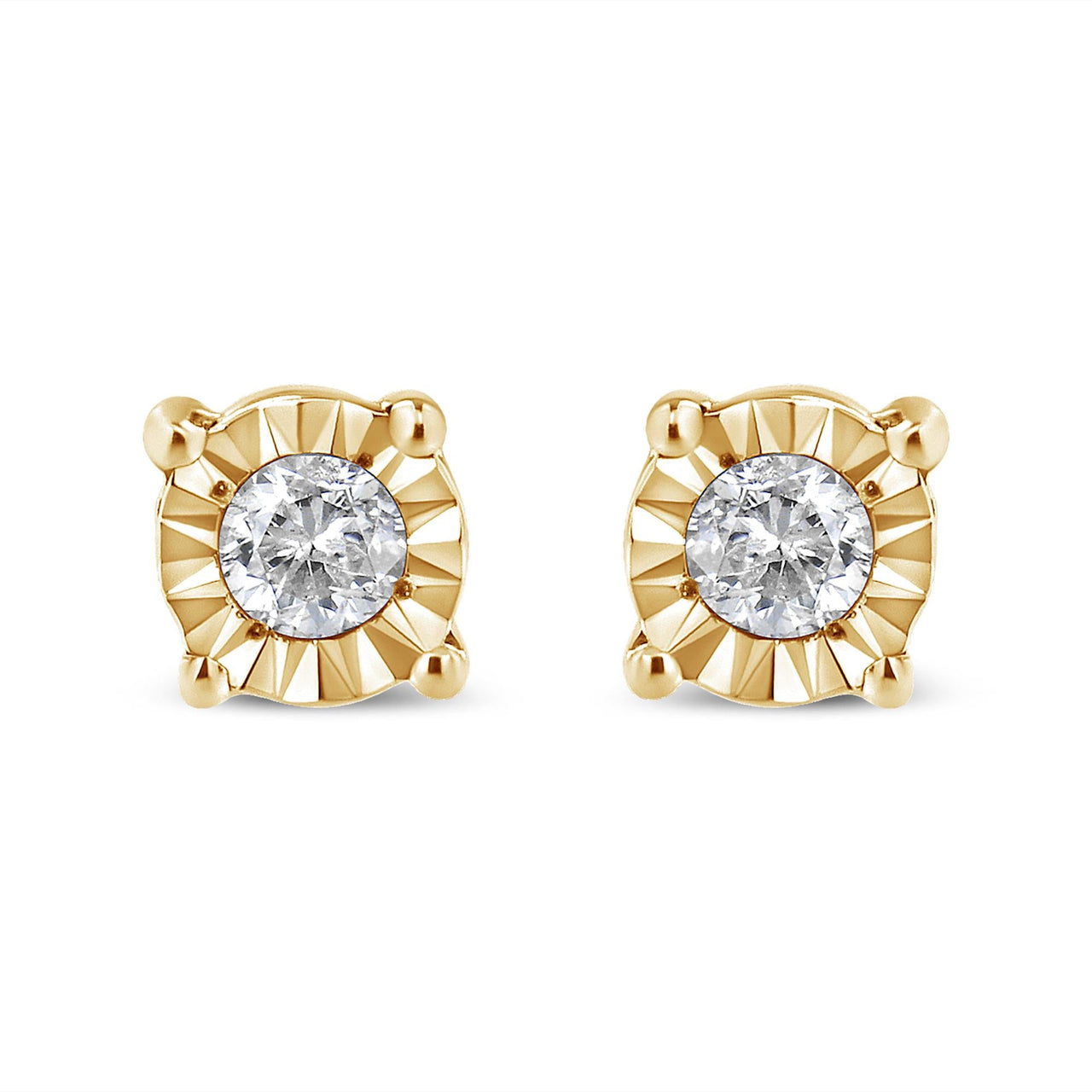 .925 Sterling Silver 1/10 Cttw Round Brilliant-Cut Diamond Miracle-Set Stud Earrings