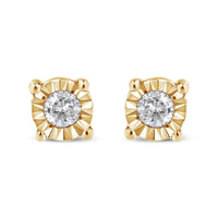 .925 Sterling Silver 1/10 Cttw Round Brilliant-Cut Diamond Miracle-Set Stud Earrings