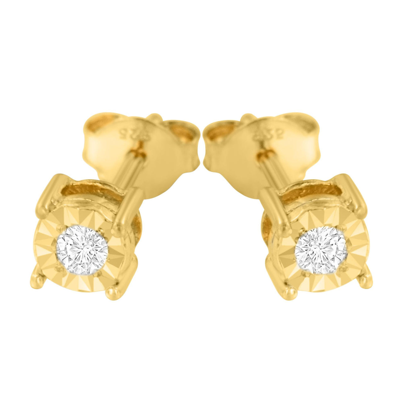 .925 Sterling Silver 1/10 Cttw Round Brilliant-Cut Diamond Miracle-Set Stud Earrings