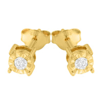 .925 Sterling Silver 1/10 Cttw Round Brilliant-Cut Diamond Miracle-Set Stud Earrings